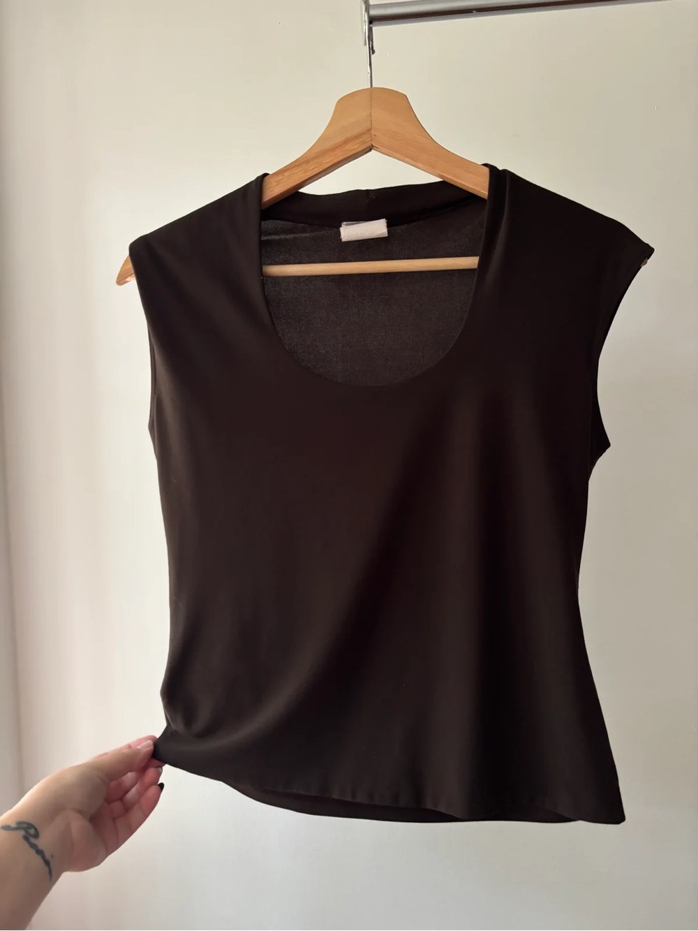 1990s Brown Scoop Neck Top